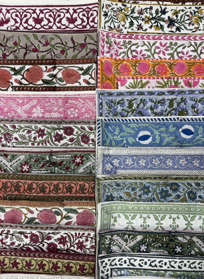 Ridhi Block Print Mix Border Napkin 20" x 20" Inch Set 4 Reusable Cotton Decorative Napkin for Everyday Dining, Wedding, Festive Gift Spring, Mother's Day - Image 2