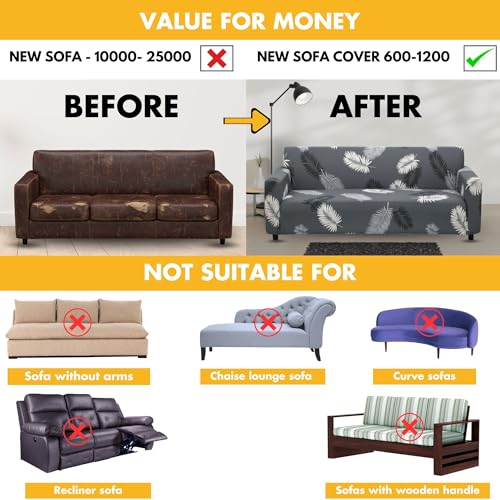 Bigkart Elastic Sofa Covers for 3 Seater Sofas | Polyster-Spandex, Stretchable, Sofa Covers for Single, Double and Triple Seater Sofas - Image 5