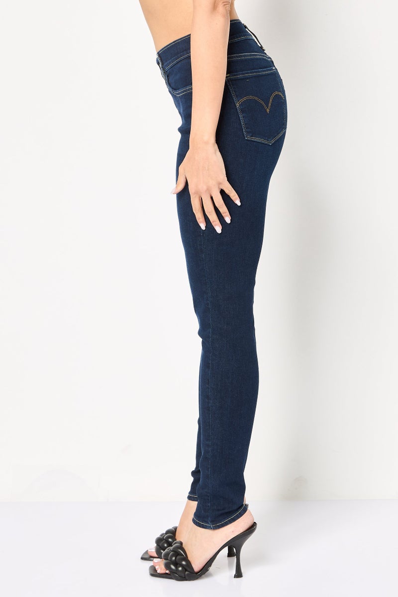 Levi's Women Super Skinny Fit Washed Stretchable Jeans, Indigo - Image 3