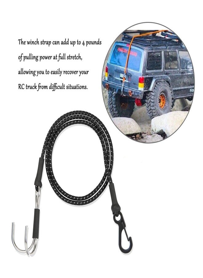 RXZIXYL 1/10 RC Crawler Elastic Force Escape Rope,Kinetic Winch Strap, 1/10 Scale RC Accessories Rescue Trailer Hook for Axial SCX10 Traxxas TRX4 Upgrade Parts (Black) - Image 3