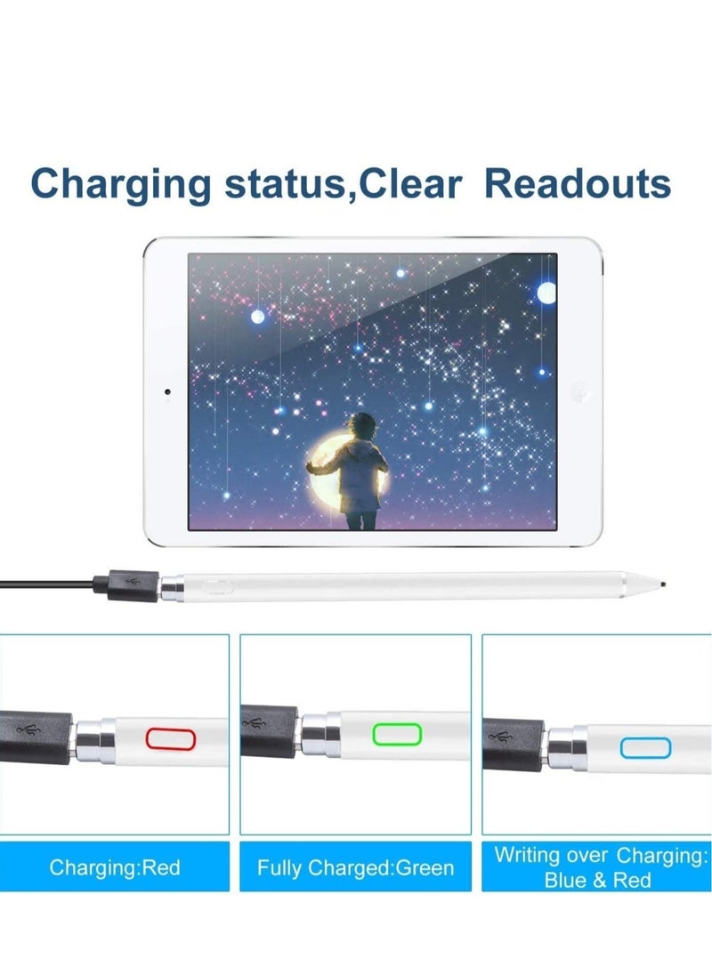 ELTRAZONE - Stylus Pen Compatible with iPad Apple pencil Touch Screen Pen Capacitive Rechargeable Styli with 1.5mm Ultra Fine Tips Compatible with iPads/Tablets/iPhones/Samsung/Lenovo/LG&HTC with Two Caps - Image 1