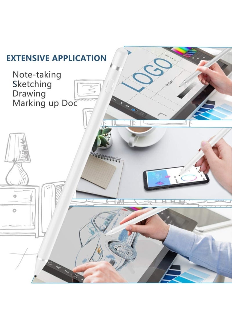 ELTRAZONE - Stylus Pen Compatible with iPad Apple pencil Touch Screen Pen Capacitive Rechargeable Styli with 1.5mm Ultra Fine Tips Compatible with iPads/Tablets/iPhones/Samsung/Lenovo/LG&HTC with Two Caps - Image 1