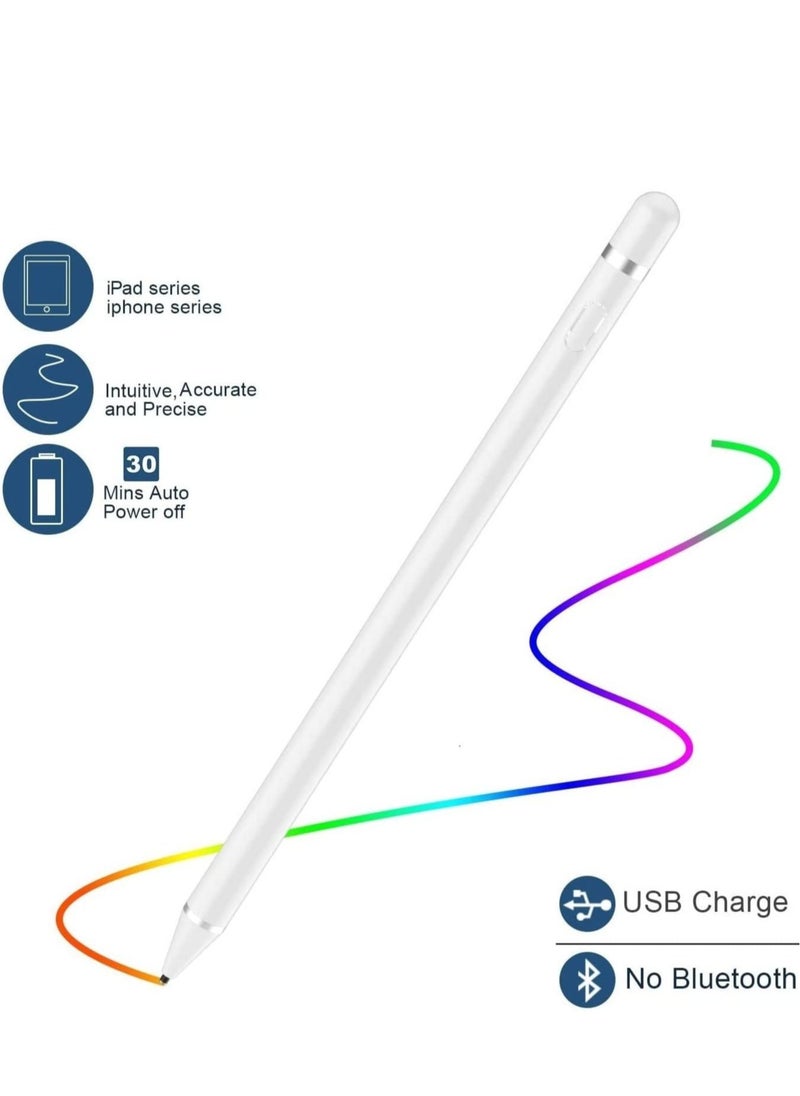 ELTRAZONE - Stylus Pen Compatible with iPad Apple pencil Touch Screen Pen Capacitive Rechargeable Styli with 1.5mm Ultra Fine Tips Compatible with iPads/Tablets/iPhones/Samsung/Lenovo/LG&HTC with Two Caps - Image 1