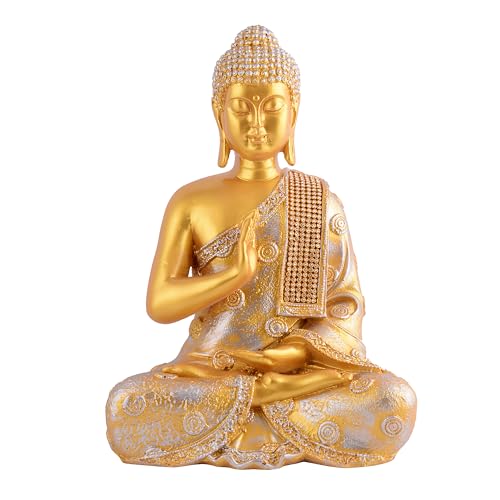 zart Buddha Showpiece for Home & Office Decor (Golden) - Image 4