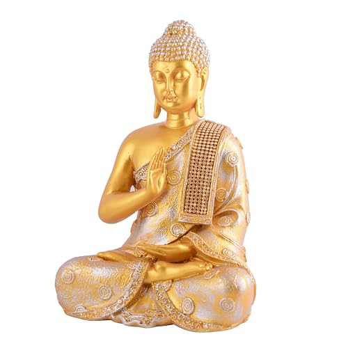 zart Buddha Showpiece for Home & Office Decor (Golden) - Image 5