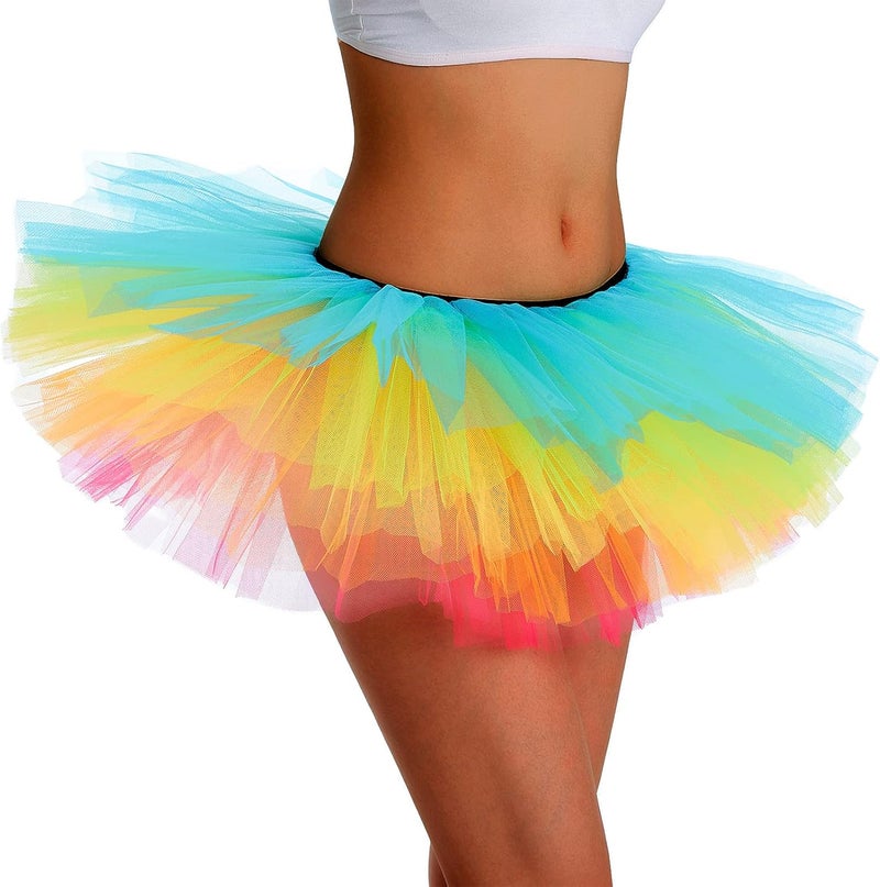 Phantomon Tutu Skirt Women's Teens Classic Elastic 5 Layered Tulle Ballet Skirt, 1950s Vintage Style Short Skirt, Adult Size - Image 1