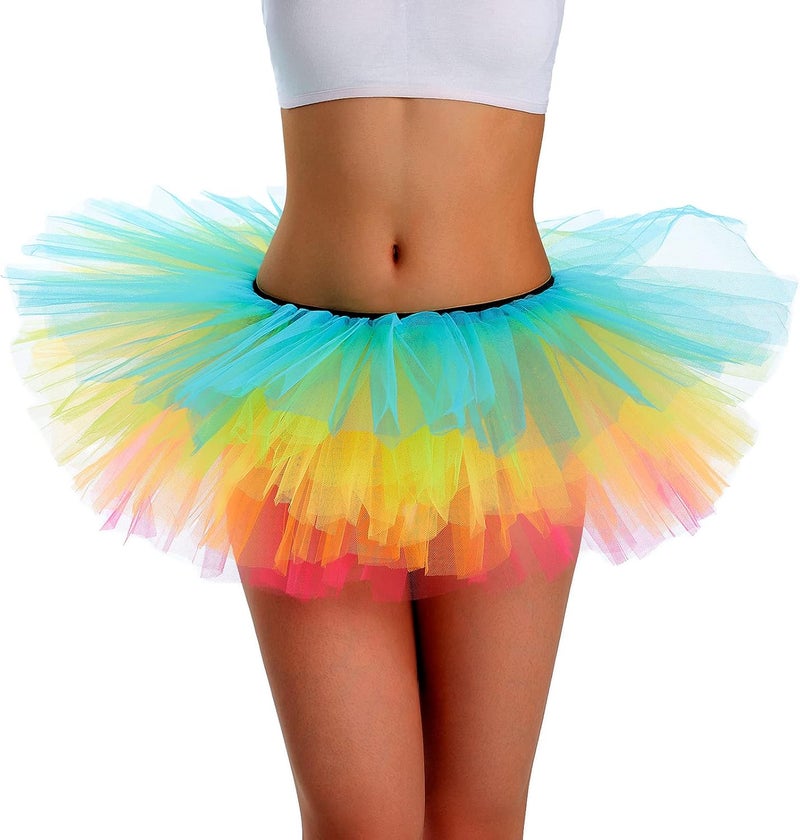 Phantomon Tutu Skirt Women's Teens Classic Elastic 5 Layered Tulle Ballet Skirt, 1950s Vintage Style Short Skirt, Adult Size - Image 3