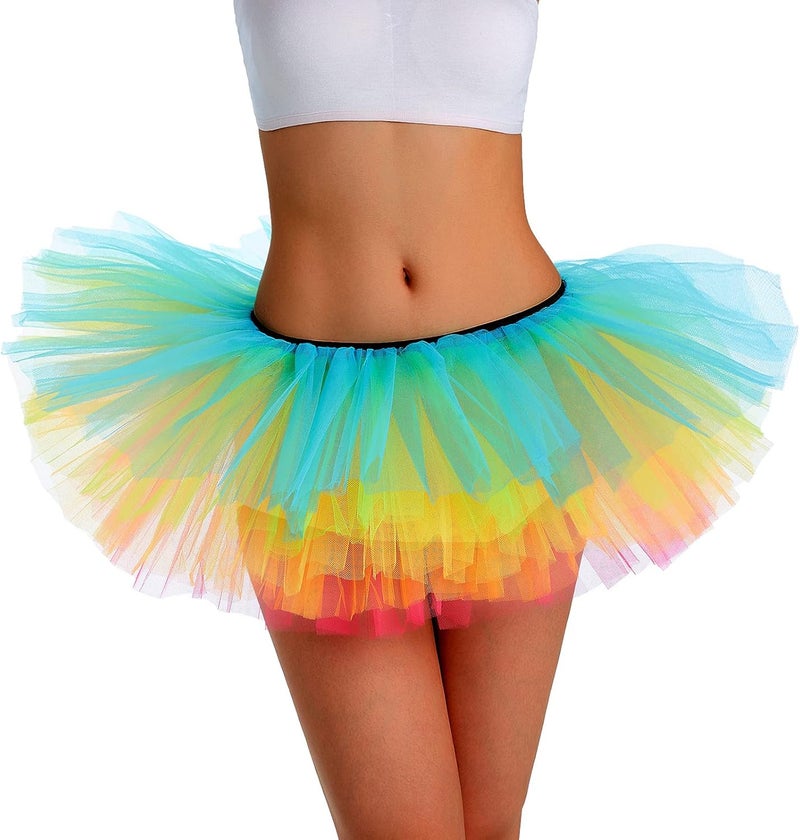 Phantomon Tutu Skirt Women's Teens Classic Elastic 5 Layered Tulle Ballet Skirt, 1950s Vintage Style Short Skirt, Adult Size - Image 4