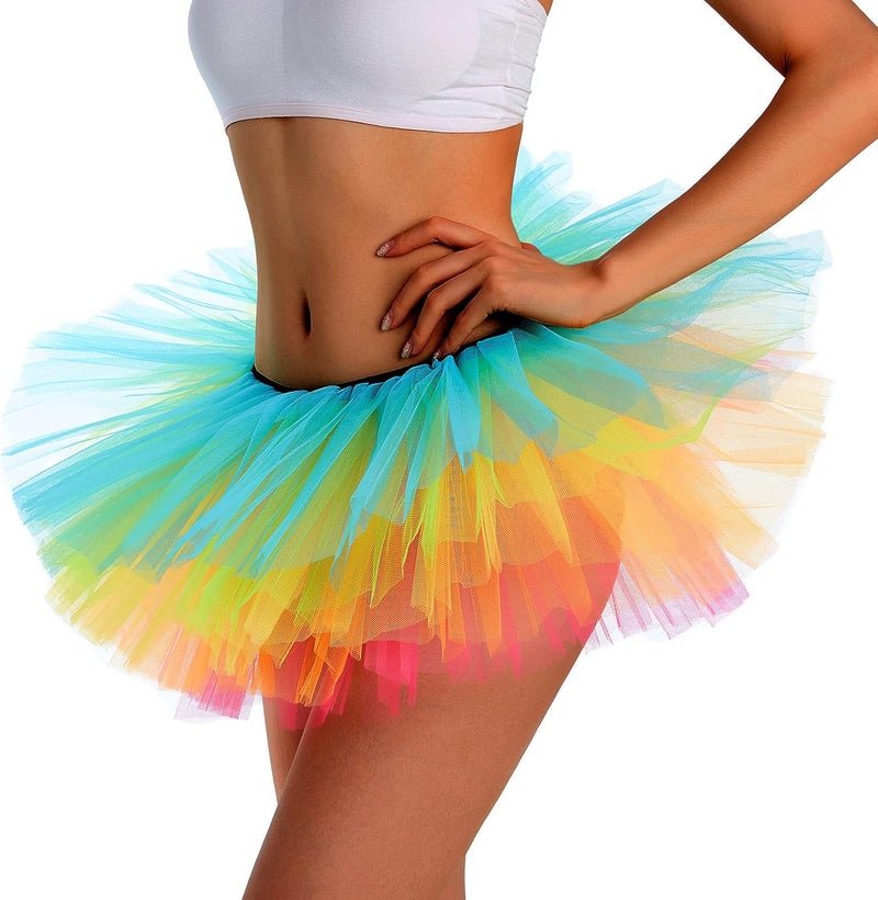 Phantomon Tutu Skirt Women's Teens Classic Elastic 5 Layered Tulle Ballet Skirt, 1950s Vintage Style Short Skirt, Adult Size - Image 2