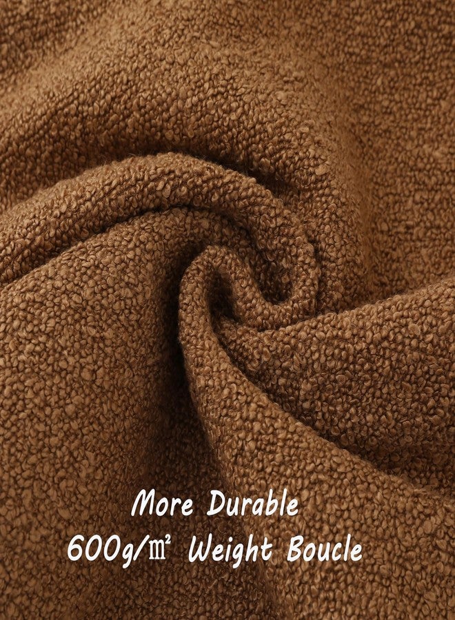 FUTEI Pack of 2 Tobacco Decorative Throw Pillow Covers 18x18 Inch Soft Cozy Solid Boucle Textured Cushion Case,Modern Home Decor for Couch Bed Living Room - Image 2
