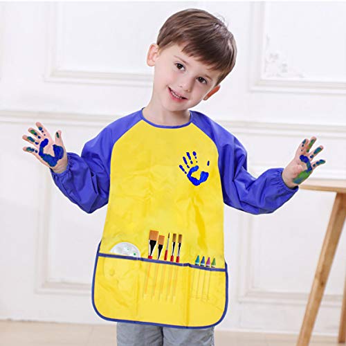 BAHABY Kids Art Smocks 2 Pack Painting Smock with Long Sleeve and 3 Pockets for Age 3-8 - Image 3