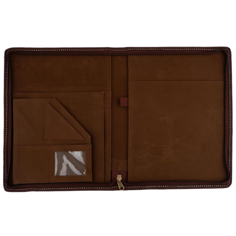 Asraw A4 Jute Professional File Folder Document Zipper Organizer for Corporate Meetings, Interview Portfolio, Certificates, Document Holder, Jute Conference File Folder (Coffee-Brown) - Image 5
