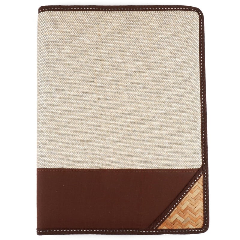 Asraw A4 Jute Professional File Folder Document Zipper Organizer for Corporate Meetings, Interview Portfolio, Certificates, Document Holder, Jute Conference File Folder (Coffee-Brown) - Image 1