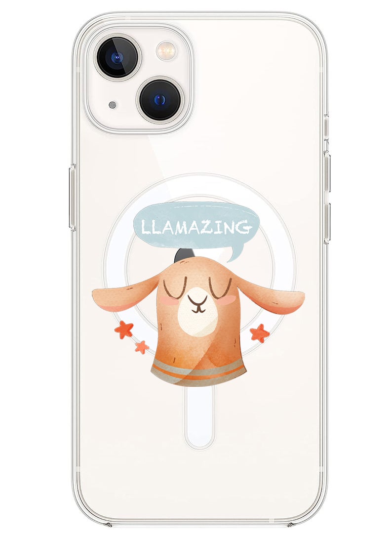 Theodor Magnetic Case for iPhone 14 6.1-inch Compatible with MagSafe Wireless Charging, Shockproof Phone Bumper Cover Llamazing lama  - Image 1