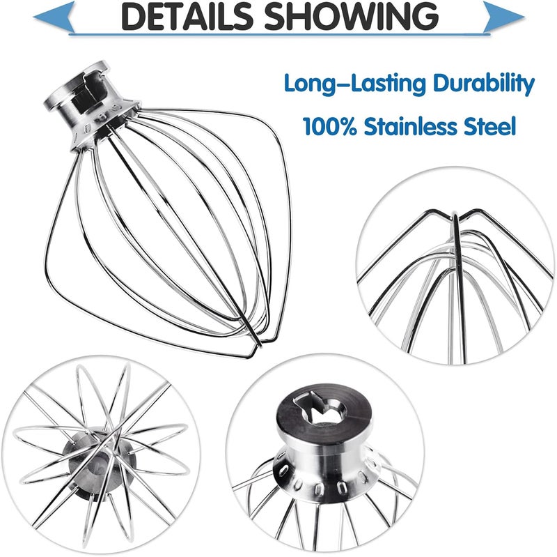 Moloudan Stainless Steel 6-Wire Whip Attachment for KitchenAid 4.5 and 5 Quart Tilt-Head Stand Mixer, K45WW Whisk Attachment, Balloon Whisk, Heavy Duty, Dishwasher Safe - Image 4
