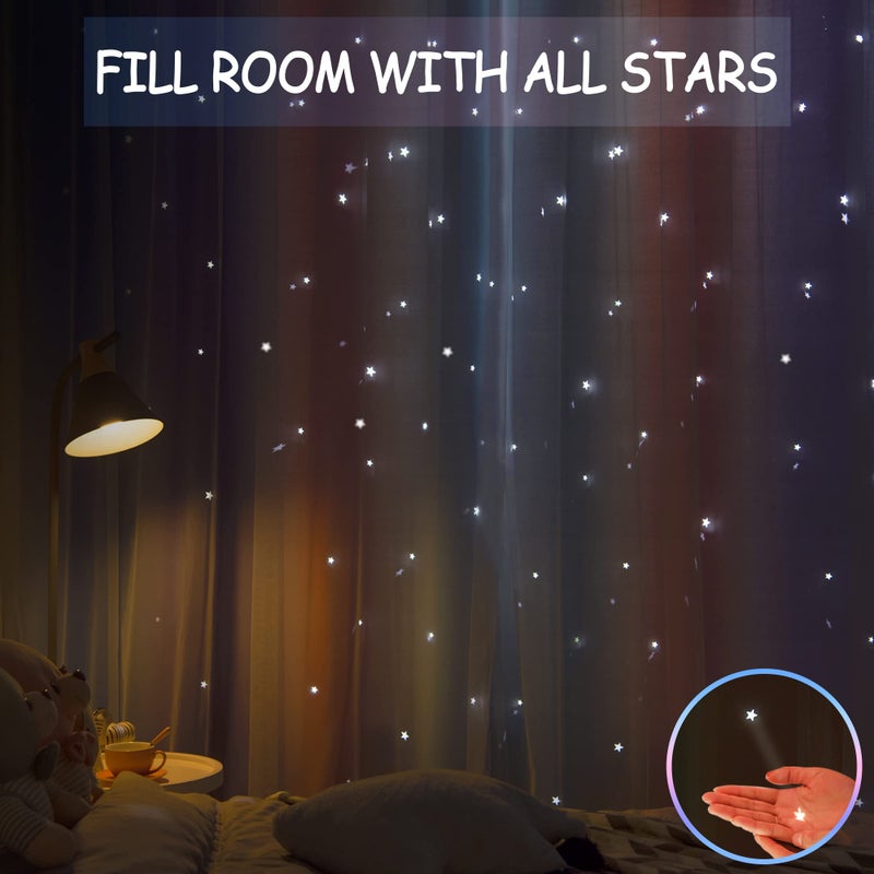Kinryb Christmas Colorful Stripe Star Cut-Out Blackout Curtains for Girls Bedroom Double Layer Curtains with Grommet Top Romantic Kid Curtains for Living Room 2 Panels Blue/Purple 52W x 72L - Image 4