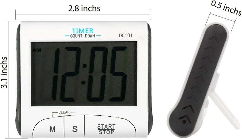 TASKHOUSE Digital Kitchen Timer Laboratory Timer and Stopwatch Large Digits Loud Alarm Magnetic Stand Kitchen Reminder Operation and Loud Alarm for Cooking DC 101 - Image 2