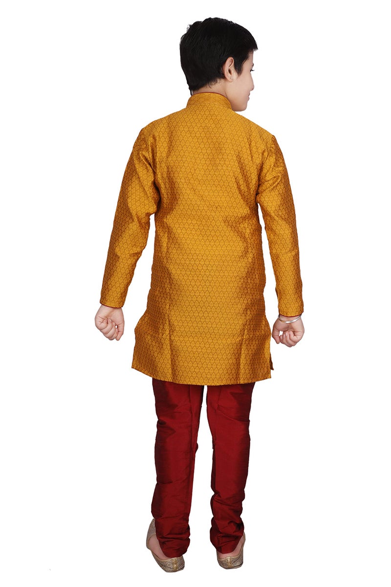 Pro-Ethic Style Developer Ethnic Wear Silk Kurta and Pyjama Set for Kids and Boys (3-4 Years, Mustard) - Image 2