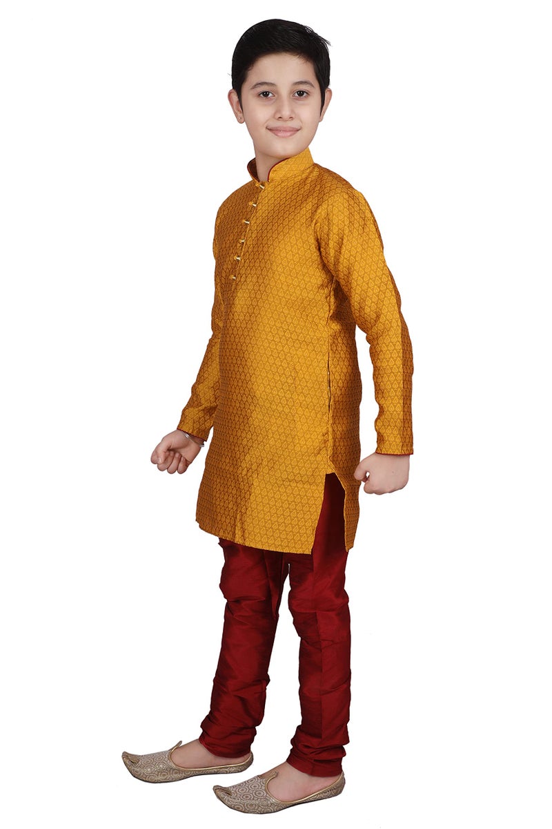 Pro-Ethic Style Developer Ethnic Wear Silk Kurta and Pyjama Set for Kids and Boys (3-4 Years, Mustard) - Image 4
