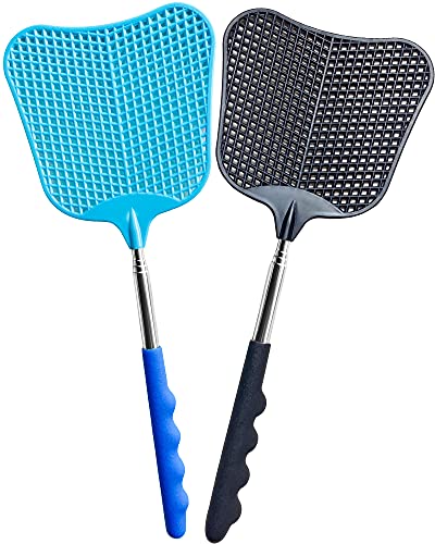 CUNCUI Fly Swatter Heavy Duty Set, with Durable Telescopic Stainless Steel Extendable Handles, for Home, Classroom and Office, 2Pcs, 2 Colors - Image 1