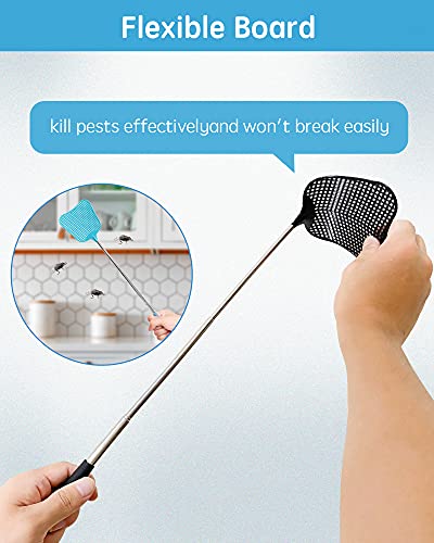 CUNCUI Fly Swatter Heavy Duty Set, with Durable Telescopic Stainless Steel Extendable Handles, for Home, Classroom and Office, 2Pcs, 2 Colors - Image 3