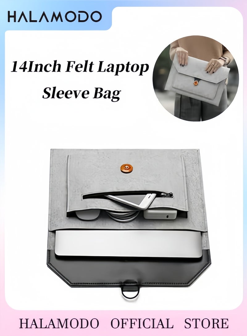 هالامودو حقيبة غلاف لباد للكمبيوتر المحمول تناسب أجهزة الكمبيوتر المحمول حتى 14 بوصة حقيبة غطاء حقيبة داخلية للكمبيوتر المحمول لمايكروسوفت سيرفس برو 9 وإتش بي ستريم 14 وآيباد برو وسامسونج كروم بوك وماك بوك - Image 1