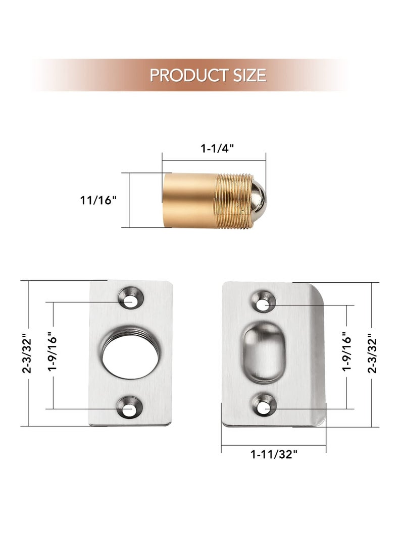 Excefore Closet Door Ball CatchHardware Stainless Steel Catch Adjustable with Strike Plate Solid Brass Body 4 Pack Silver  - Image 5