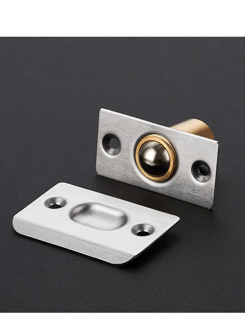 Excefore Closet Door Ball CatchHardware Stainless Steel Catch Adjustable with Strike Plate Solid Brass Body 4 Pack Silver  - Image 4
