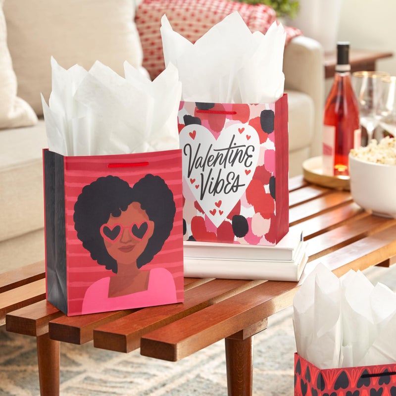 Hallmark Mahogany Valentine's Day 9" Medium Gift Bag Bundle (4 Bags: Valentine Vibes, Hearts, Sweet on You) for Friends, Sisters, Galentines, Husband, Wife - Image 2