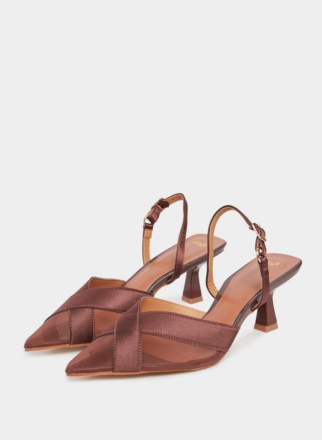 Styli Criss Cross Pointed Toe Back Strap Pumps  - Image 2