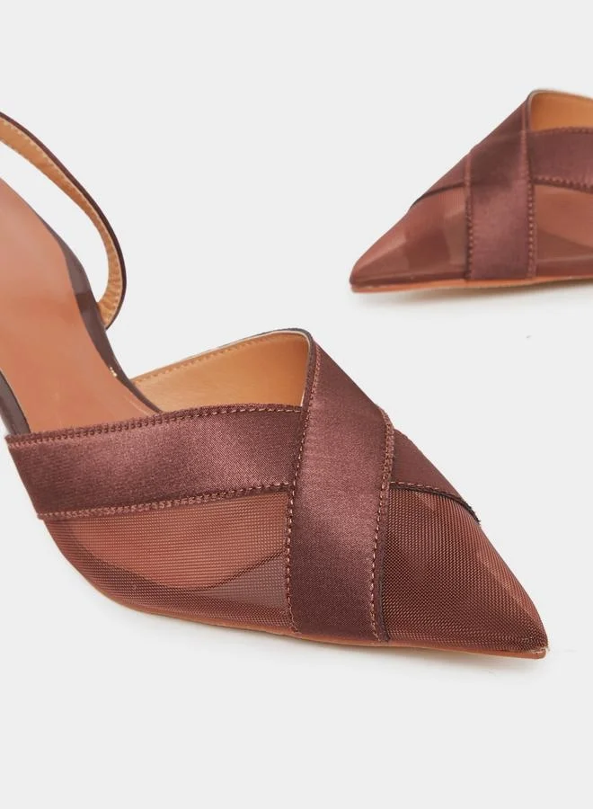 Styli Criss Cross Pointed Toe Back Strap Pumps