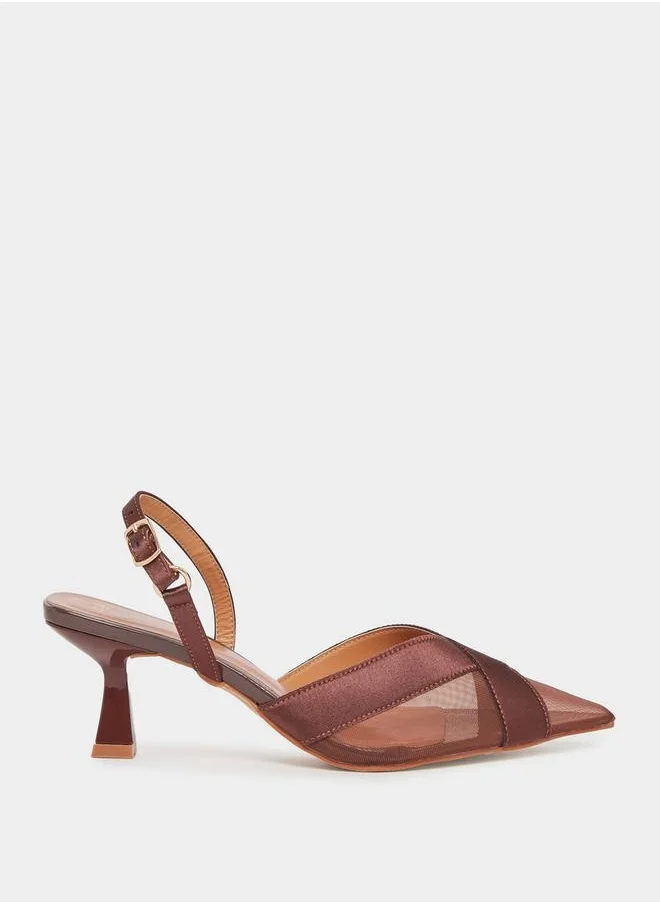 Styli Criss Cross Pointed Toe Back Strap Pumps