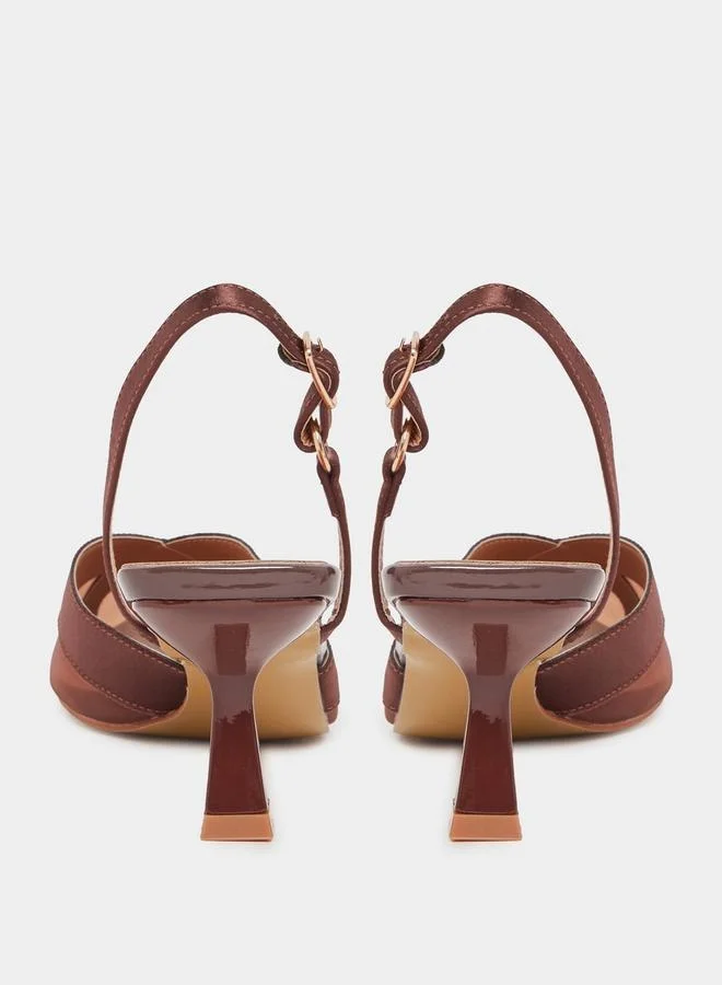 Styli Criss Cross Pointed Toe Back Strap Pumps