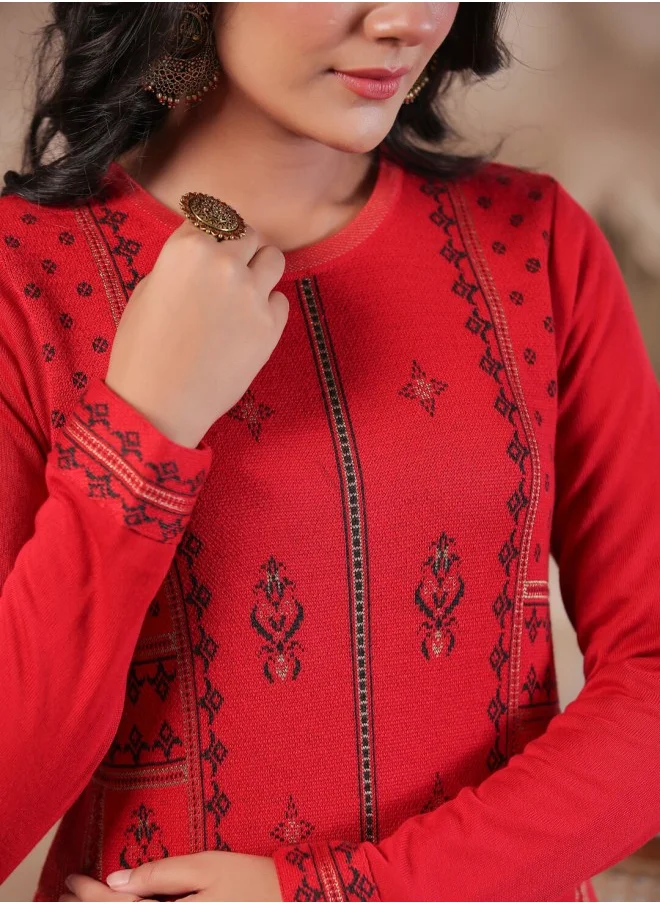 ISHIN Ethnic Motifs Printed Jacquard Kurta