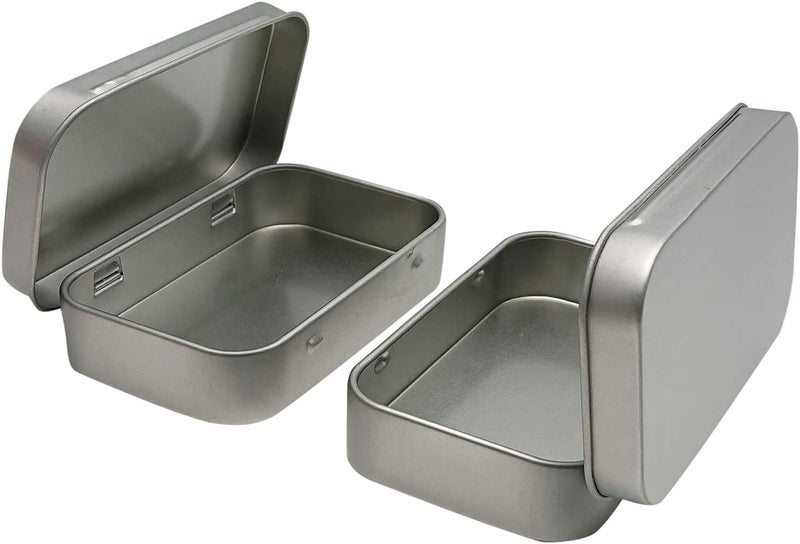Hulless 12 Pcs Metal Hinged Tin Box Container Mini Portable Small Storage Container Kit Tin Box Container, Small Tin with Lid, Craft Container, Tin Empty Box, Home Storage 3.7x2.3x0.8 inch. - Image 5