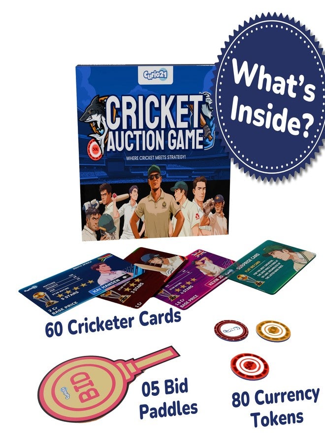 Curio21 Cricket Auction Game - Strategic Card & Bidding Board Game for Cricket Lovers | for Fun with Family & Friends | Sports Themed Party Game | 2-5 Players - Image 4