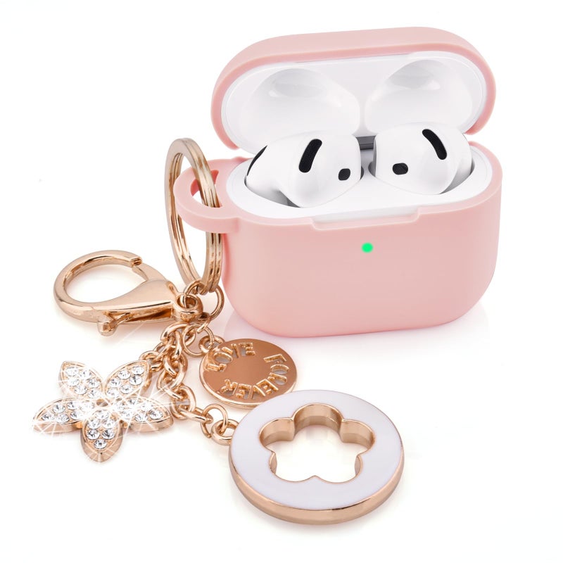 VISOOM Case Compatible for Apple Airpods 4 - VISOOM Airpods 4 Cases 2024 Cover Women Cute Silicone iPods 4 Earbuds Wireless Accessories Charging Cases Girl Bling Keychain for Airpod iPods 4th Generation - Image 1