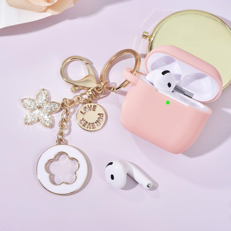 VISOOM Case Compatible for Apple Airpods 4 - VISOOM Airpods 4 Cases 2024 Cover Women Cute Silicone iPods 4 Earbuds Wireless Accessories Charging Cases Girl Bling Keychain for Airpod iPods 4th Generation - Image 5