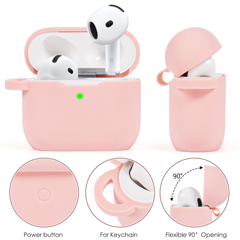 VISOOM Case Compatible for Apple Airpods 4 - VISOOM Airpods 4 Cases 2024 Cover Women Cute Silicone iPods 4 Earbuds Wireless Accessories Charging Cases Girl Bling Keychain for Airpod iPods 4th Generation - Image 4