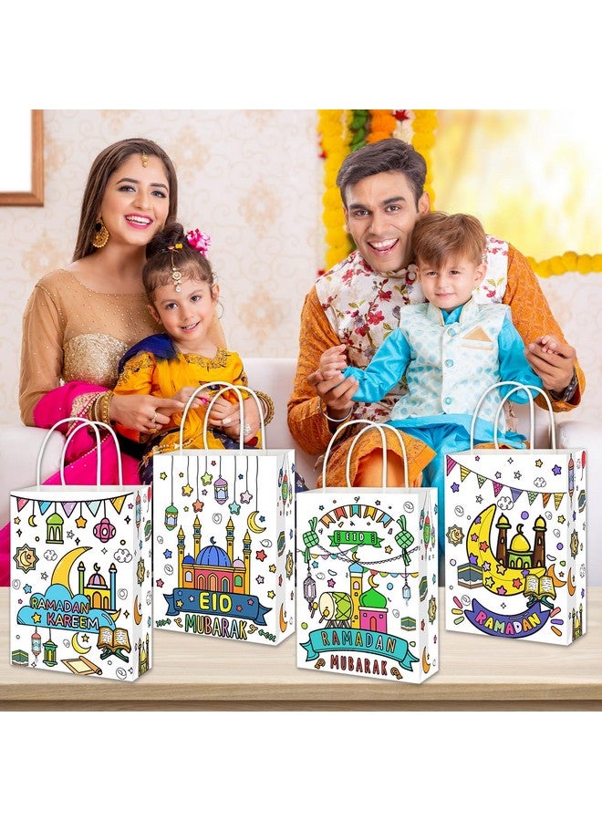 HOWAF حقائب هدايا ملونة بمناسبة عيد مبارك من HOWAF عدد 24 مع أقلام طلاء للأطفال، حقائب حلوى رمضان مبارك، صناديق هدايا ملونة بمناسبة رمضان كريم مع مقبض لتزيين حفلات عيد المسلمين - Image 5