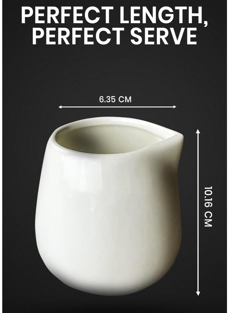 Rattleware 3 oz White Porcelain Creamer Pitcher - Small Ceramic Creamer Container, Durable & Easy-to-Clean for Home or Professional Use - Image 2