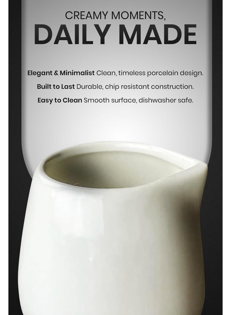 Rattleware 3 oz White Porcelain Creamer Pitcher - Small Ceramic Creamer Container, Durable & Easy-to-Clean for Home or Professional Use - Image 4