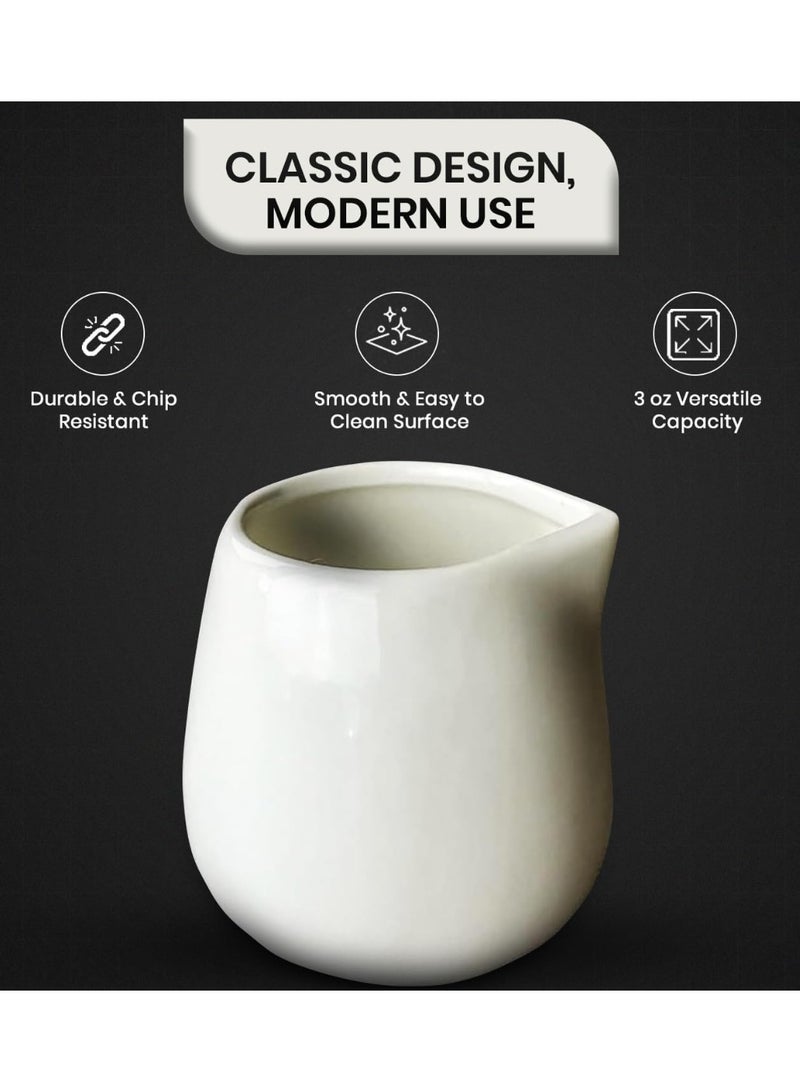 Rattleware 3 oz White Porcelain Creamer Pitcher - Small Ceramic Creamer Container, Durable & Easy-to-Clean for Home or Professional Use - Image 3