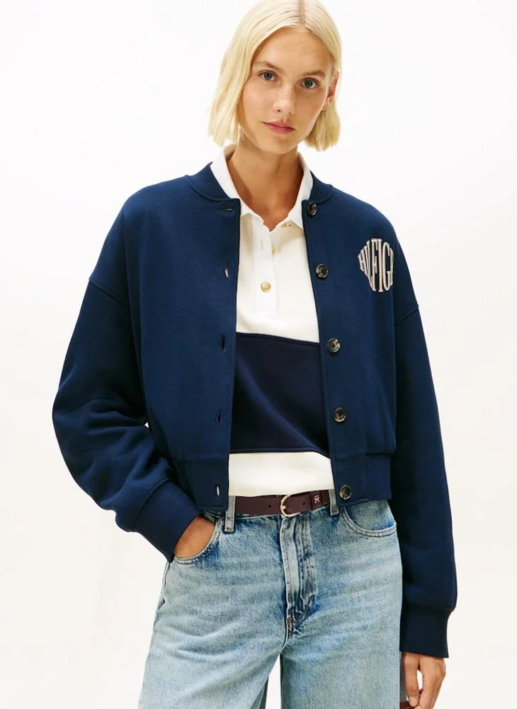Logo Button Up Bomber Jacket