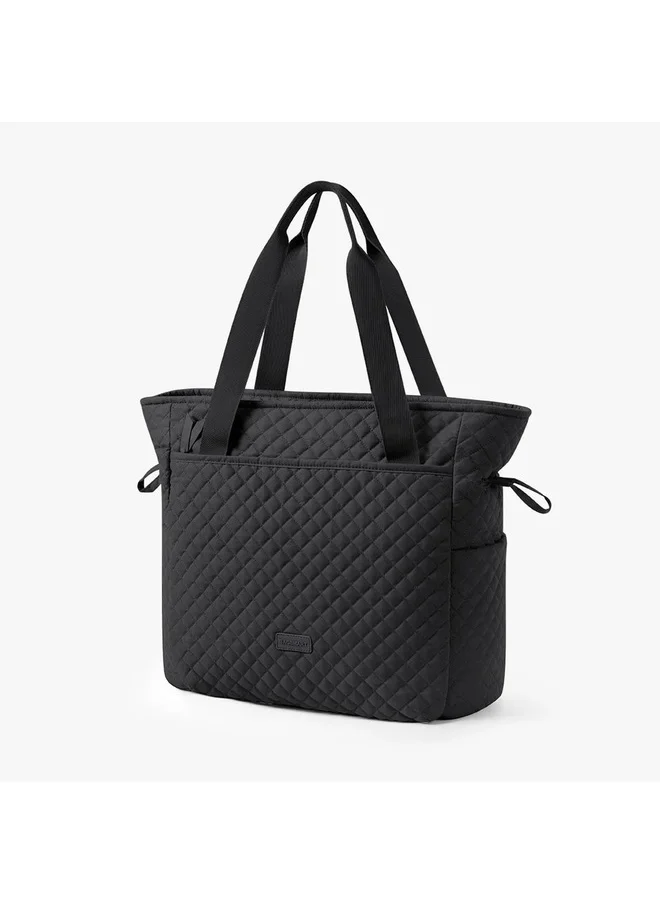 BAGSMART BAGSMART Quilted Tote Bag, Top Handle Handbags for Women, Shoulder Bag, 25L Large Hobo Bag for Work, School, Travel