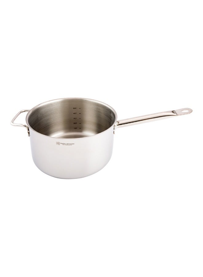 Restaurantware Met Lux 6 Quart Induction Sauce Pan, 1 Wide Basin Deep Sauce Pan - Single Handle, Lid Sold Separately, Mirror-Finish Stainless Steel Cooking Pot, For Cooking And Boiling Food, - Image 1