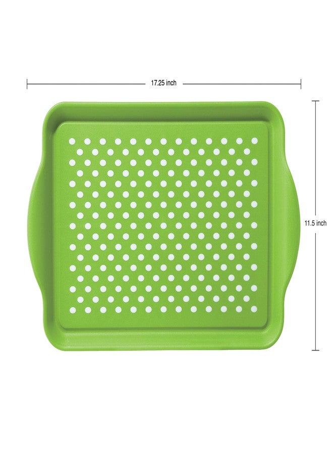 Oggi Rectangle Non Skid Rubber Grip Serving Tray, Green 17.5 x 11.5" - Image 3