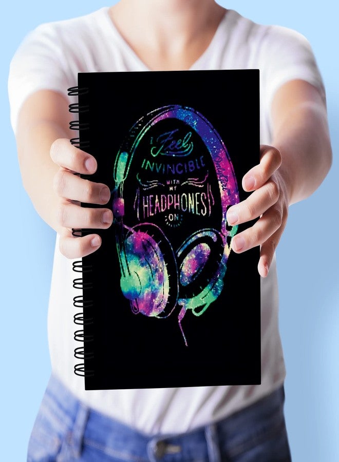 Vprint Quality Notebook Diary Unruled - 100 GSM, 160 Pages, Size A5 - Diary for Boys Notepad for Kids Memo Book Small Sketch Pad for Artists Wiro Bound Journal Drawing Book for Painting (Headphones) - Image 3