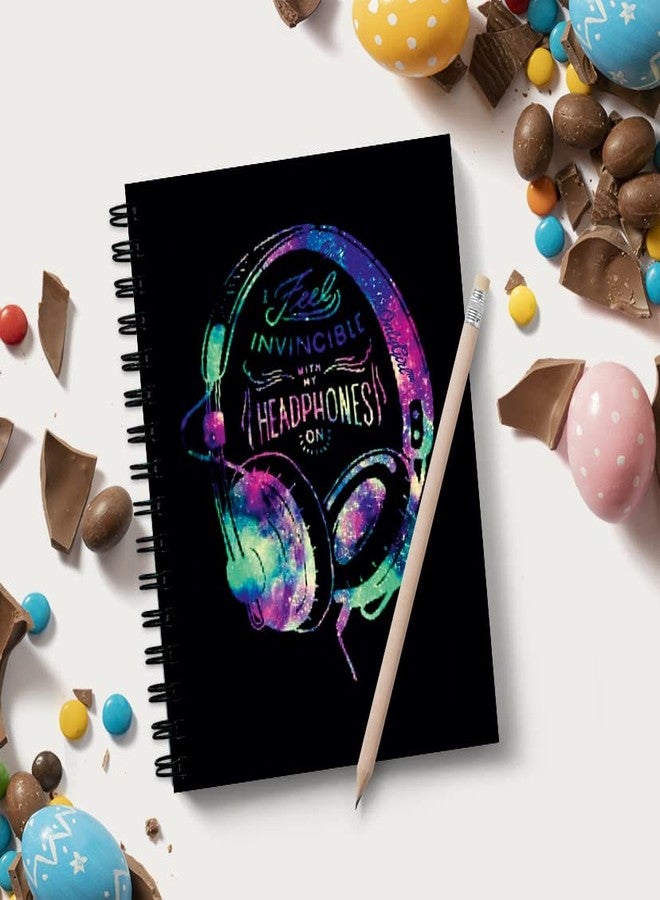 Vprint Quality Notebook Diary Unruled - 100 GSM, 160 Pages, Size A5 - Diary for Boys Notepad for Kids Memo Book Small Sketch Pad for Artists Wiro Bound Journal Drawing Book for Painting (Headphones) - Image 2