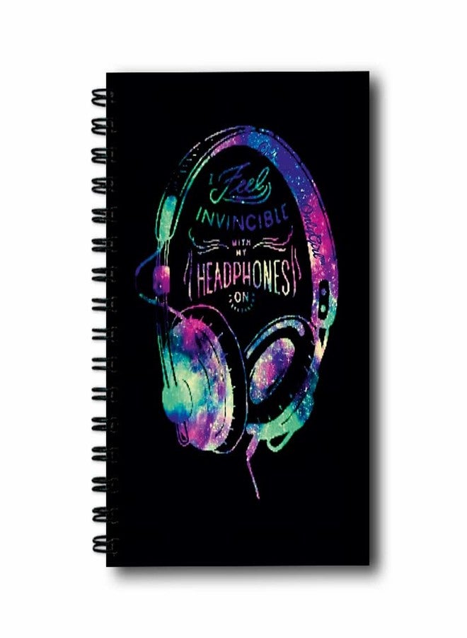 Vprint Quality Notebook Diary Unruled - 100 GSM, 160 Pages, Size A5 - Diary for Boys Notepad for Kids Memo Book Small Sketch Pad for Artists Wiro Bound Journal Drawing Book for Painting (Headphones) - Image 1